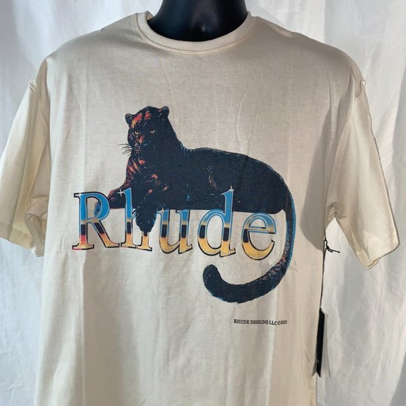Rhude Panther Tee Size Small Off White T-Shirt SS22 NEW - Picture 7 of 10